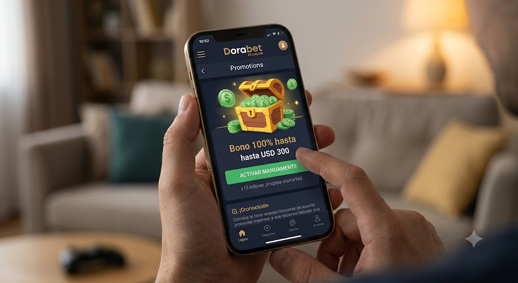 Activación manual del bono 100% hasta USD 300 en la cuenta Dorabet